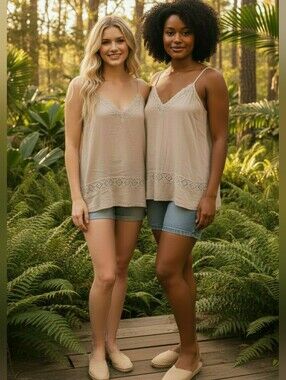 Lucky and Coco Embroidered Blush  Tank Top